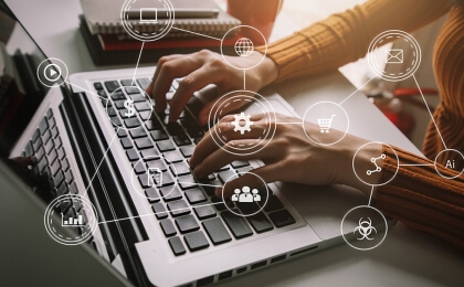 woman working on laptop