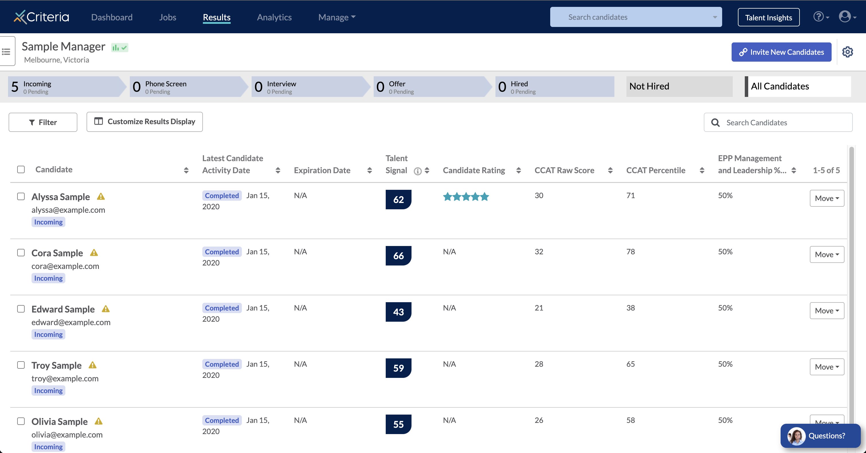 View all your candidates with ease in the new grid view