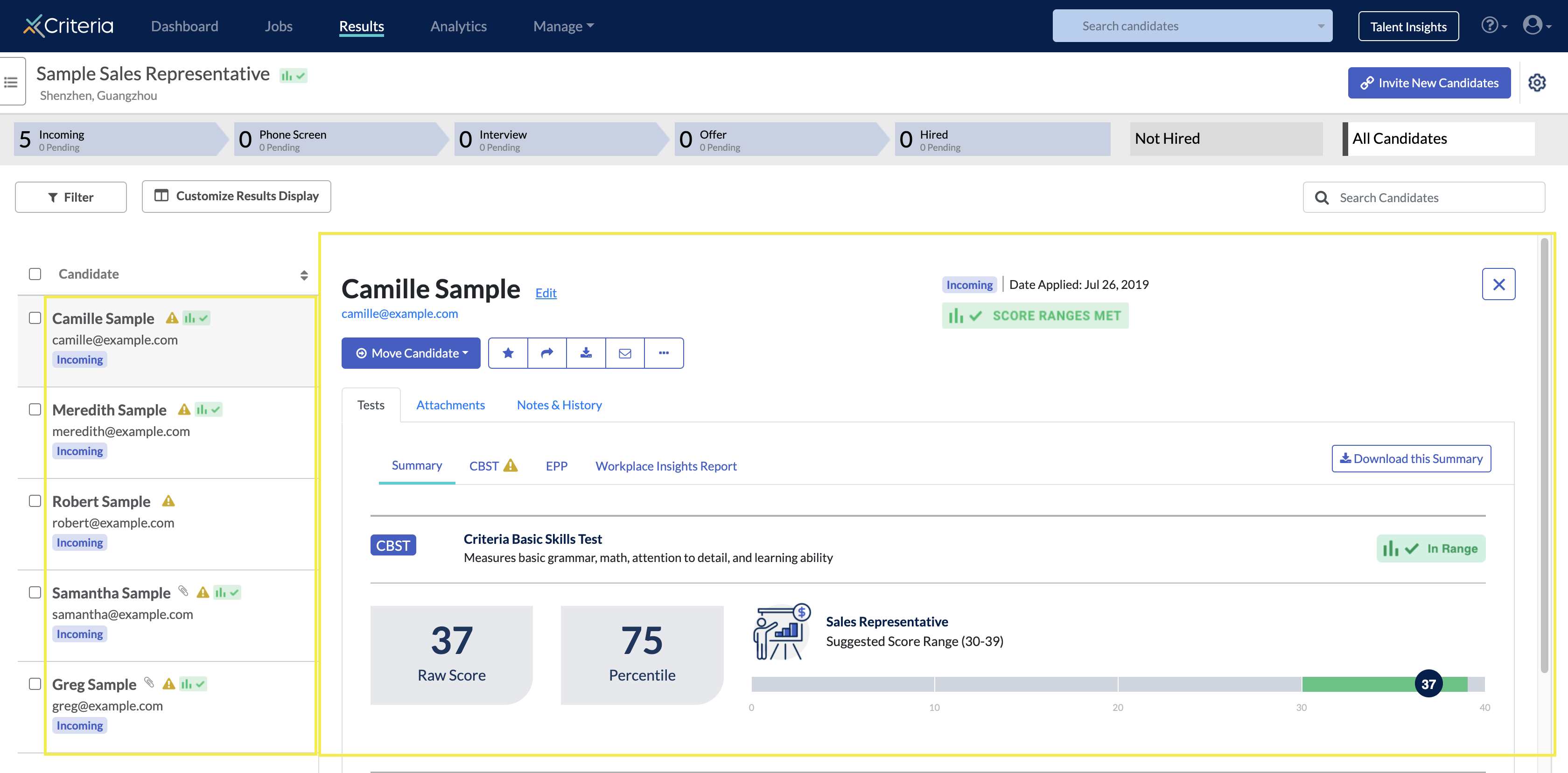 See all the details of each candidate with a single click